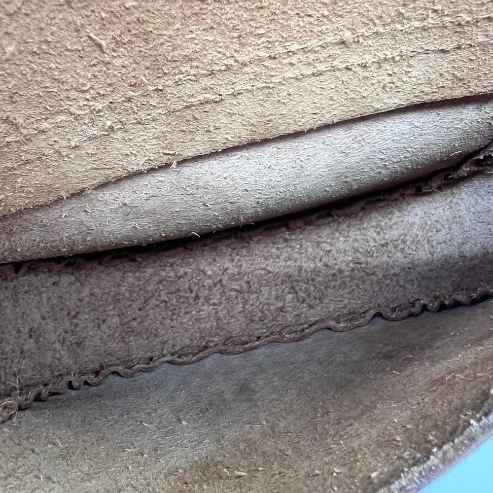 VINTAGE Leather Crossbody Bag Womens Small Brown Handmade Studs Jewels Stitched - Picture 9 of 12